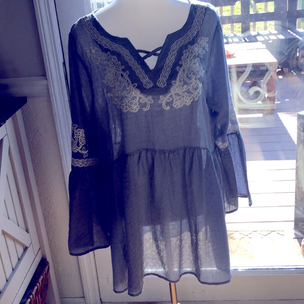Indigo Soul XL blouse with embroidery